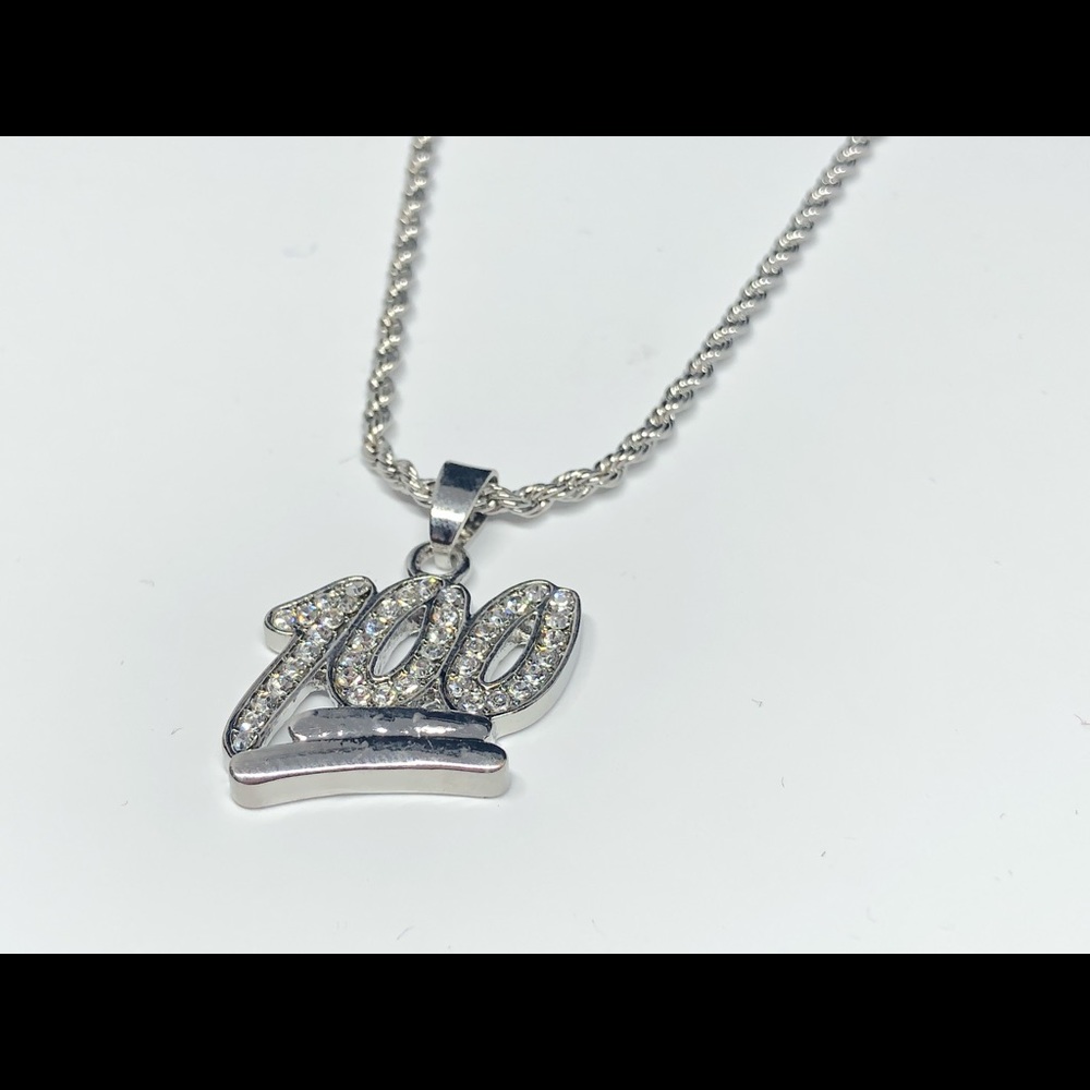Iced Out Silver Plated 24" Fashion Pendant